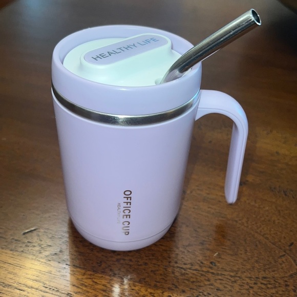 Insulated coffee cup purple. Comes with straw and lid new 450 ml office cup - Picture 1 of 15